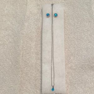 Blue Gem Necklace and Earrings